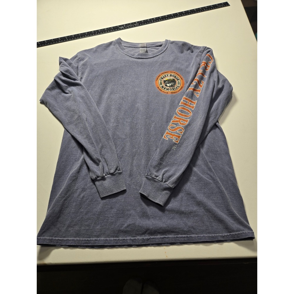 Gildan Crazy Horse Memorial Shirt Mens M Blue Long Sleeve Excellent South Dakota